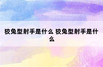 狡兔型射手是什么 狡兔型射手是什么